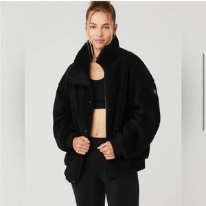 Alo Yoga Sherpa Varisty Bomber Style Jacket in Black